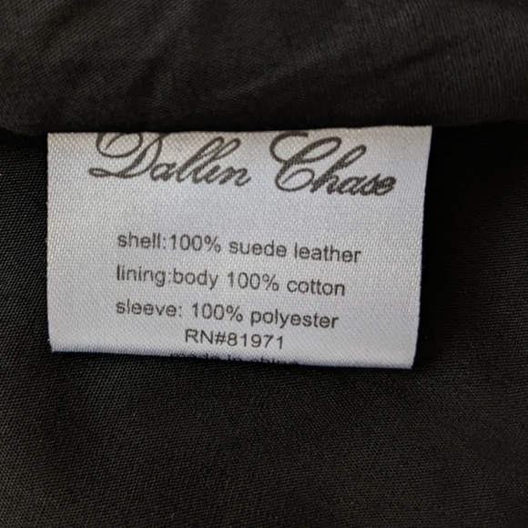 Dallin Chase Suede Leather Moto Jacket With Gold Trim Size Small - Picture 12 of 13